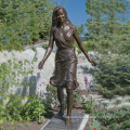Hot sale life size metal craft bronze beautiful standing female sculpture statue for garden or home ornament
